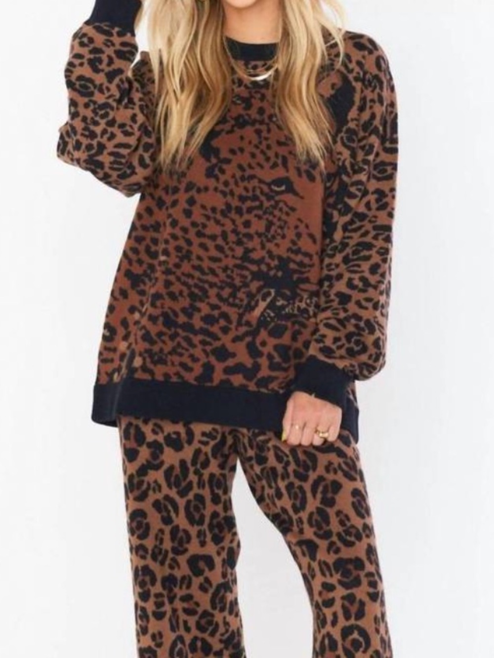 Show Me‎ Your MuMu Scout Sweater Leopard XS Oversized Brown Black Knit